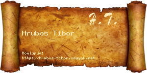 Hrubos Tibor névjegykártya
